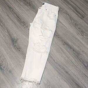 Abercrombie & Fitch Ames Low Rise Slim Destroyed Boyfriend White Jeans
